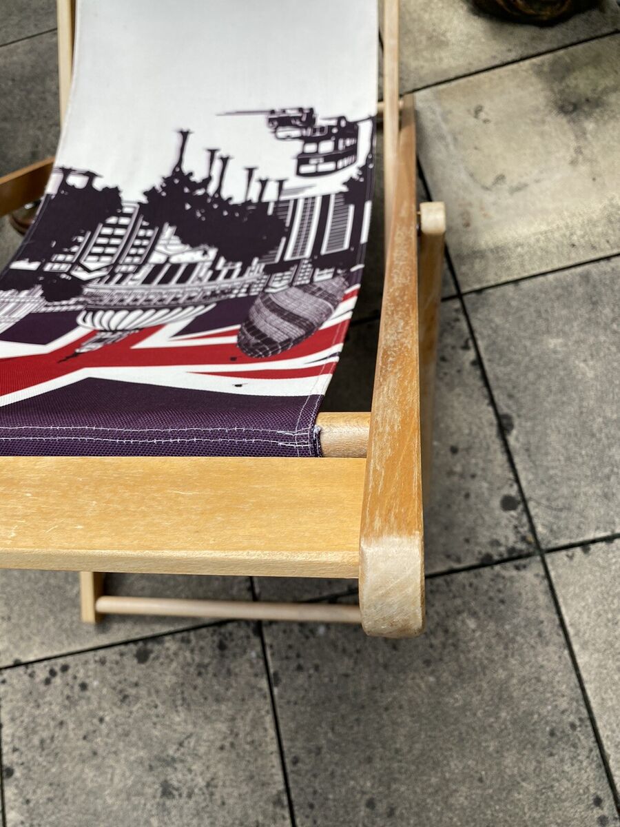 Deck Chair John Lewis London Landmarks Union Jack Great Britain Print Used