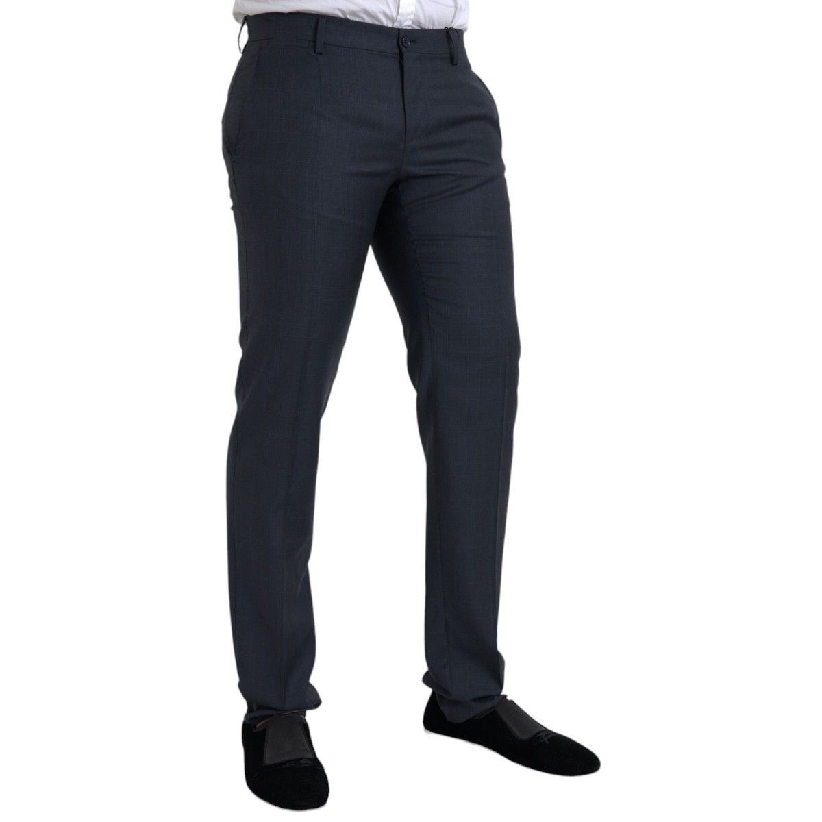 【送料&関税込】Dolce & Gabbana Essential Pants DOLCE & GABBANA Pants Blue Wool Men Skinny Dress Trouser
