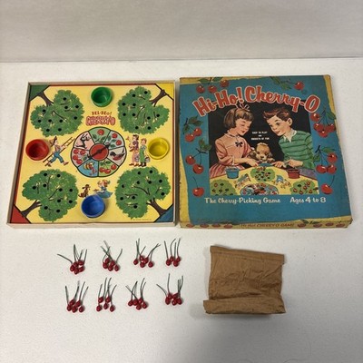 Vintage 1960 Hi-Ho Cherry-O Game Original Painted Waxed Stem
