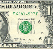 Complete Broken Ladder 1-8 Fancy Serial Number One Dollar Bill F63814527E 2017