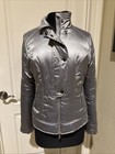 Super Cute - Zella Silver - Silky Zip Up, Zip Pockets Quilted Jacket - Size M