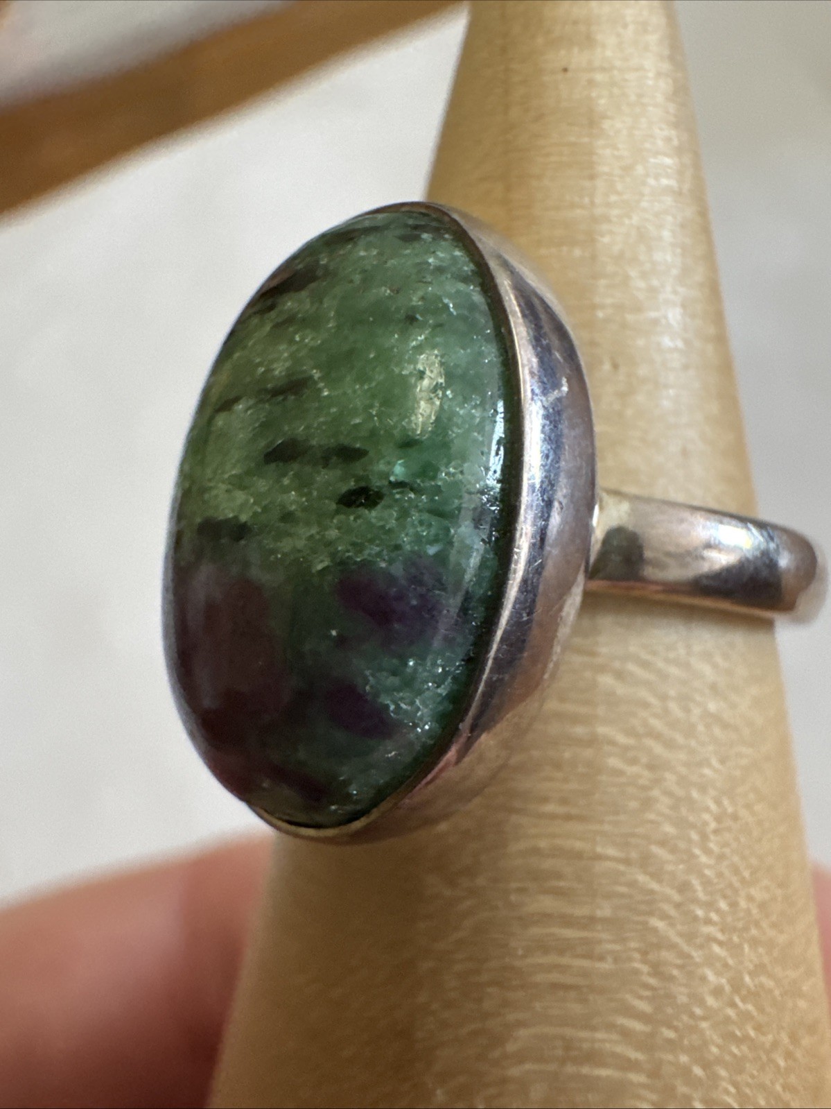 STUNNING Sterling Silver Oval Cabochon Ruby In Zo… - image 4