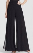 Vintage Cach  Flowing Wide Leg Palazzo Pants Black Rayon Layered Chiffon  READ