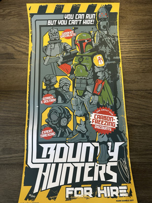 Star Wars Empire Strikes Back Bounty Hunters Green Screen Print SIGNED 12x24 NEW