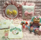 Vintage Cabbage Patch Kids Lot- doll, Bottles, Bibs, Pillow, fitted crib sheet
