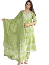 Women's Printed  Heavy Embroidered Rayon Anarkali Kurta  Pant With Dupatta Set