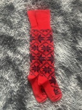 Vintage Wigwam Tall Sno Fire Knicker Socks Wool Knit Snowflake Hipster Ski