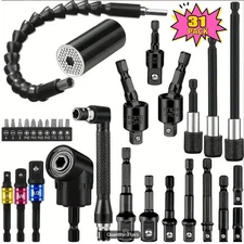 Flexible Drill Bit Extension Set Rotatable Socket Adapter Hex Shank 105° Drill