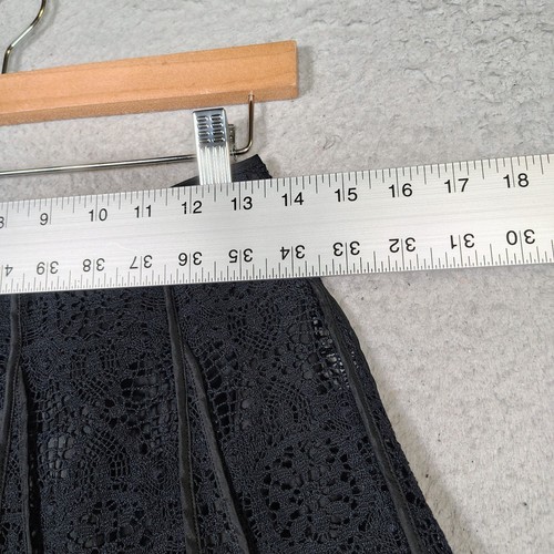 Talbots Skirt Women 2 Petite Navy Lined Pintuck Crochet Lace Flared A-Line Boho - Picture 7 of 11
