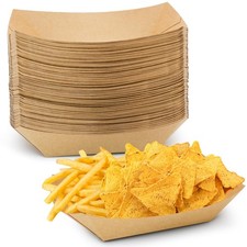 100 Pack Paper Food Trays 2Lb Disposable Nacho Trays Food Boats Take Out Serv...