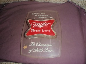 Vtg. 70s? Miller High Life The Champagne Of Beer Bow Tie? plastic sign/repair
