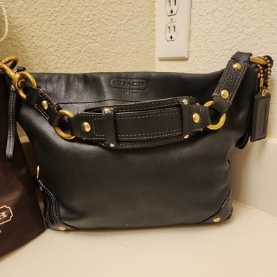 Vintage Coach 10615 Carly Black Leather Medium Hobo Shoulder