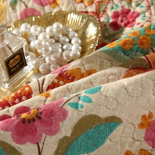 3pcs Single Bed Cover + 2 Pillowcases Floral Love Double Bedding Set Quilted Pri - Picture 4 of 9
