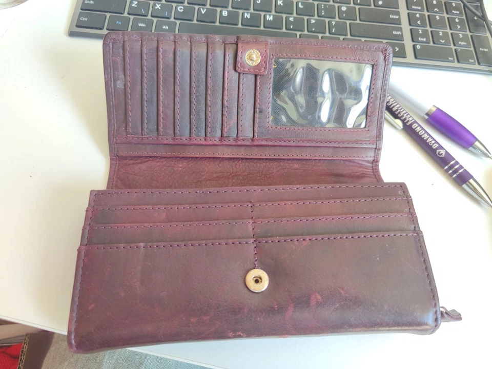 Women’s Joules Tally Leather Purse Wallet oxblood burgundy - Image 2 of 4