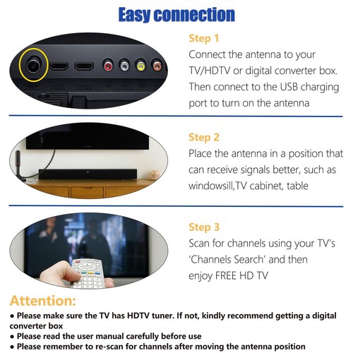 TV Antenna with Magnetic Base - 4K HD Digital Indoor TV Antenna - Amplified H... - Picture 7 of 7