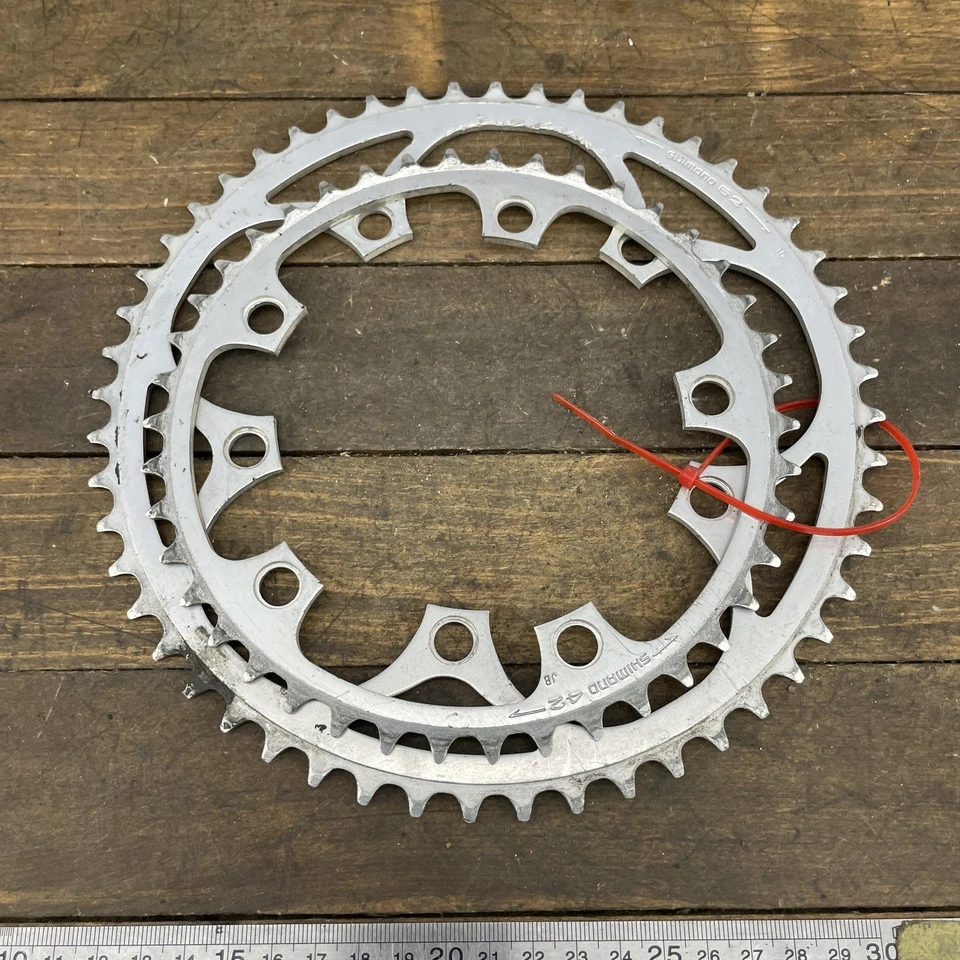 Vintage Shimano 105 Golden Arrow Chainring Set 52/42T 130BCD 70s 80s Japan 600 - Image 3 of 4