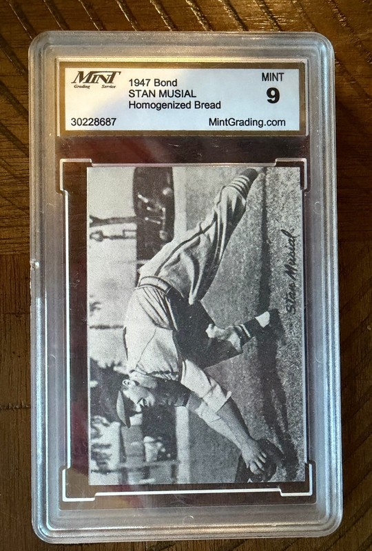 Bond Bread 1947 Stan Musial 1947 Homogenized Bread MNT 9 Graded Card