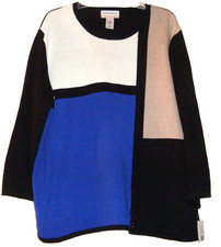 NWT Alfred Dunner Womens Plus Colorblock Pullover Sweater, Embellished - 3X