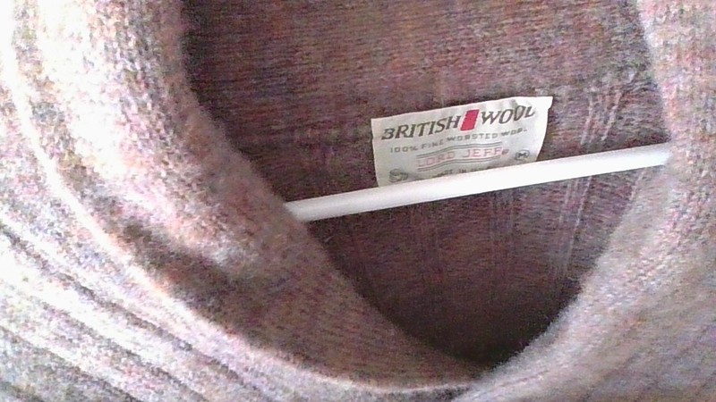 Vtg Lord Jeff Sweater M British 100% Fine Worsted Wool USA Ribbed Shawl Collar