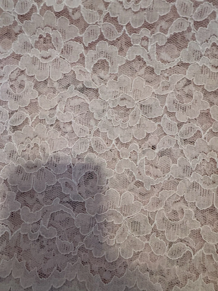 Vintage Lace Fabric 1.2 Yards- 43”x37” Light Pink Floral Lace 1970s Pink Lace - Image 3 of 4