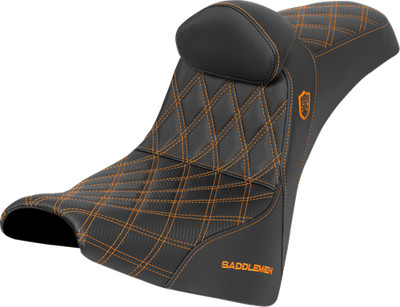 SADDLEMEN Pro Series SDC Performance Seat - w/ Backrest - Orange Stitch -