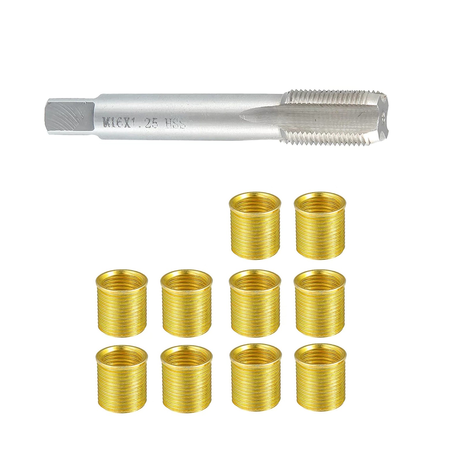 1 Set Spark Plug Thread Repair Tools with M14x1.25 Inserts and M16x1.25 Tap