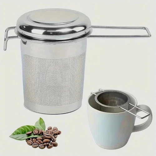 Stainless Steel Mesh Tea Infuser Strainer Metal Loose Leaf Cup Filter With Lid - Picture 1 of 7
