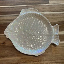 Vintage 1964 Iridescent Handcrafted Pottery Fish Dish 