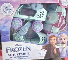Disney Frozen Adjustable Junior Skate Combo w Knee and Elbow Pads Set Age 3-5