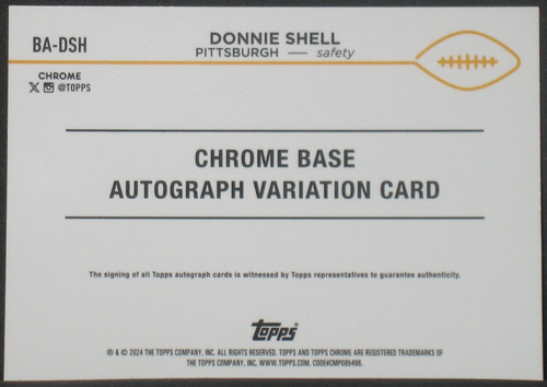 Donnie Shell 2024 Topps Chrome Gold Refractor Autograph (28/50) Steelers Auto - Picture 2 of 2