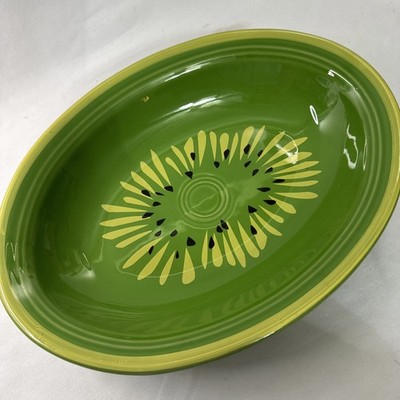 Fiesta Homer Laughlin Green Kiwi Oval Bowl 12  Made In USA Fiestaware HLC