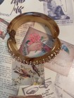 Vintage Bakelite Hinged Bangle  Bracelet with Rhinestones Pearls 1940's — photo 5