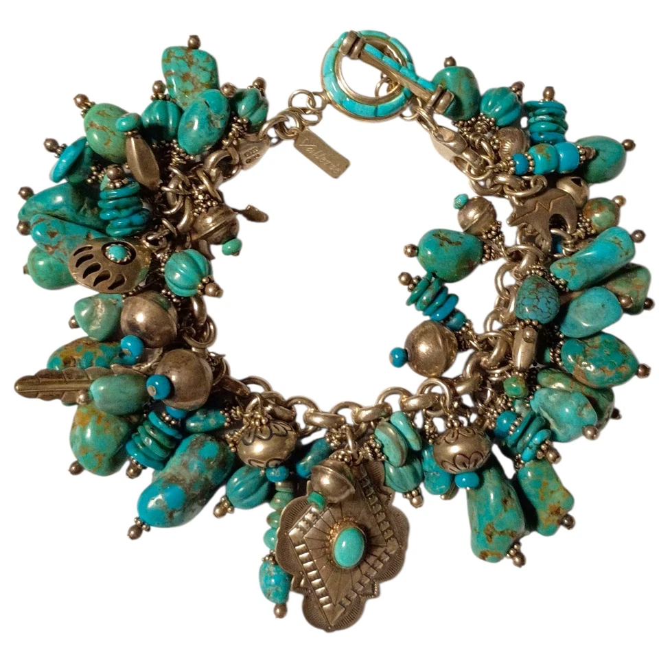 131 gr! Brazalete de plata esterlina con pepitas turquesa Royston intrincadas del suroeste  Foto 4 de 4