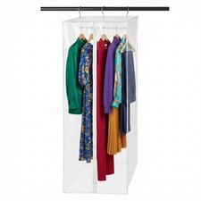Garment Bag - Clear Hanging Closet Organizer - Durable Zippered Cover with Rod