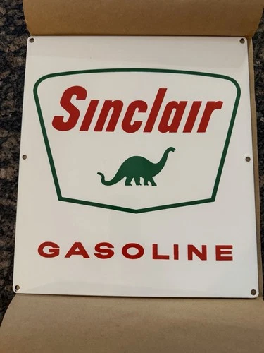 ORIGINAL VINTAGE SINCLAIR DINO PORCELAIN GAS PUMP PLATE SIGN