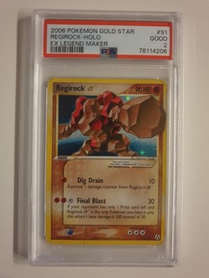 2006 POKEMON EX LEGEND MAKER GOLD STAR #91 REGIROCK-HOLO PSA 2 English