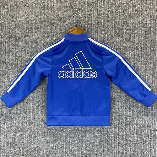 Adidas Jacket Boys Size 4T Blue White Stripes and Logo Full Zip Front - Picture 10 of 12