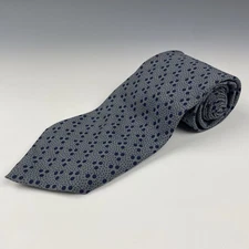 Erremo Italy Silk Tie Gray Navy Blue Abstract Dot Pattern Handmade 3.5” Vintage