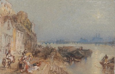 Turner Tours Sonnenuntergang Blick zurück 1826 30 romantische Meereslandschaft Wandkunstdruck P