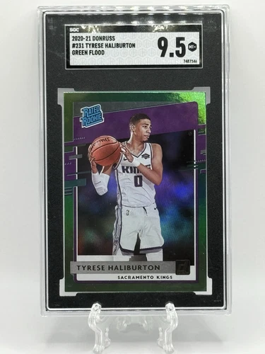 2020-2021 Donruss Tyrese Haliburton Green Flood SGC 9.5