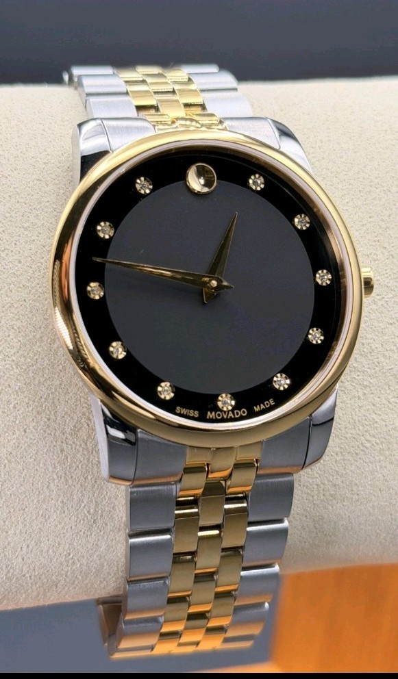 Movado 0606879 Museum Diamond Men's Watch - Silver / Gold