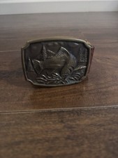 Vintage 1978 Large Mouth Bass Fish Fishing Solid Brass BTS Belt Buckle