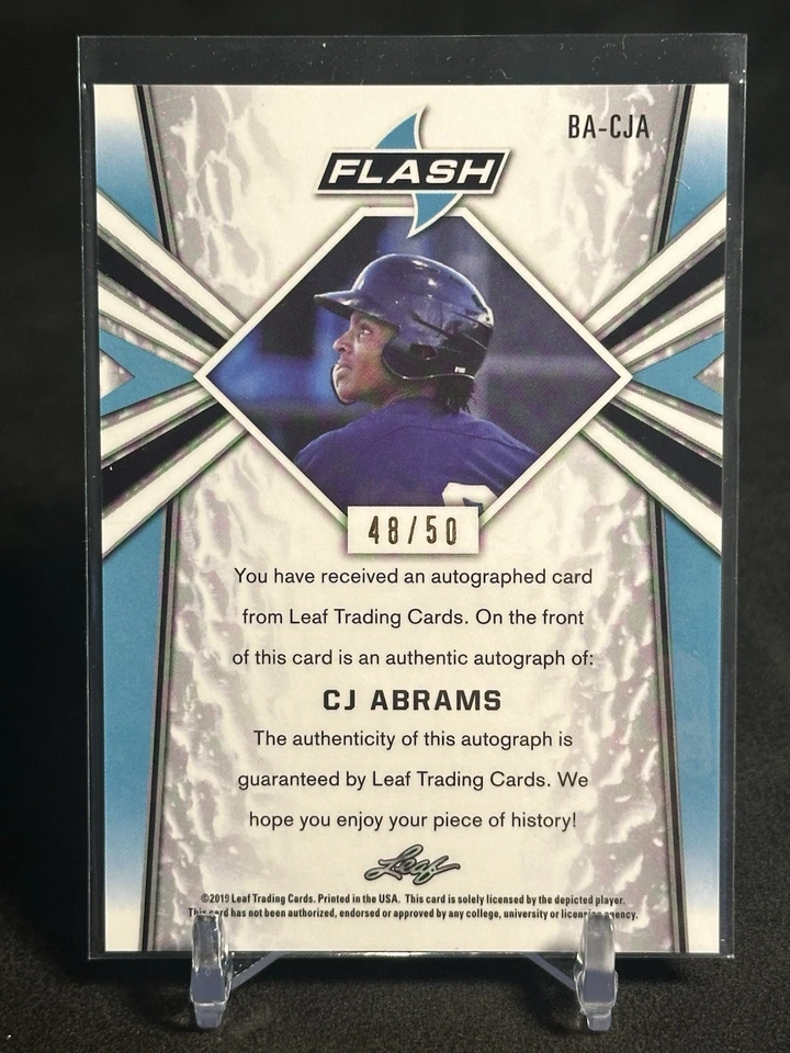 2019 Leaf Flash CJ Abrams Auto /50 Padres Nationals - Image 2 of 2