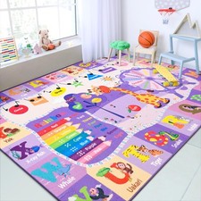 Chicrug 7x10 ABC Kids Rug for Classroom Washable Non Slip Playroom