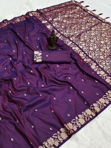 Heavy Designer Soft And Pure Banarasi Silk Saree With Fancy Blouse For Women - Picture 15 of 21
