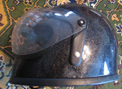 Vintage 1970's Full Face Motorcycle Helmet Black w/ sparkles adult Size  Large | eBay