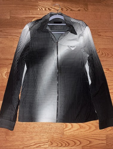 Prada Linea Rossa Men’s Black/White Geometric Full Zip Windbreaker Jacket L