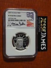 2007 W $50 PROOF PLATINUM EAGLE NGC PF70 ULTRA CAMEO MIKE CASTLE SIGNED 1/2 OZ 1761.84 per troy oz