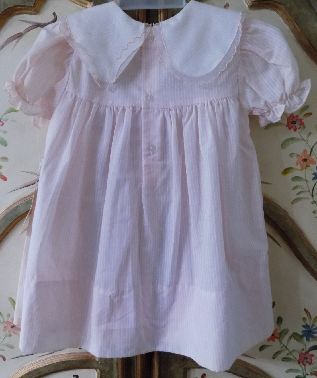 NWT Vintage Petit Ami 24 mo baby girl pink striped smocked embroidery dress