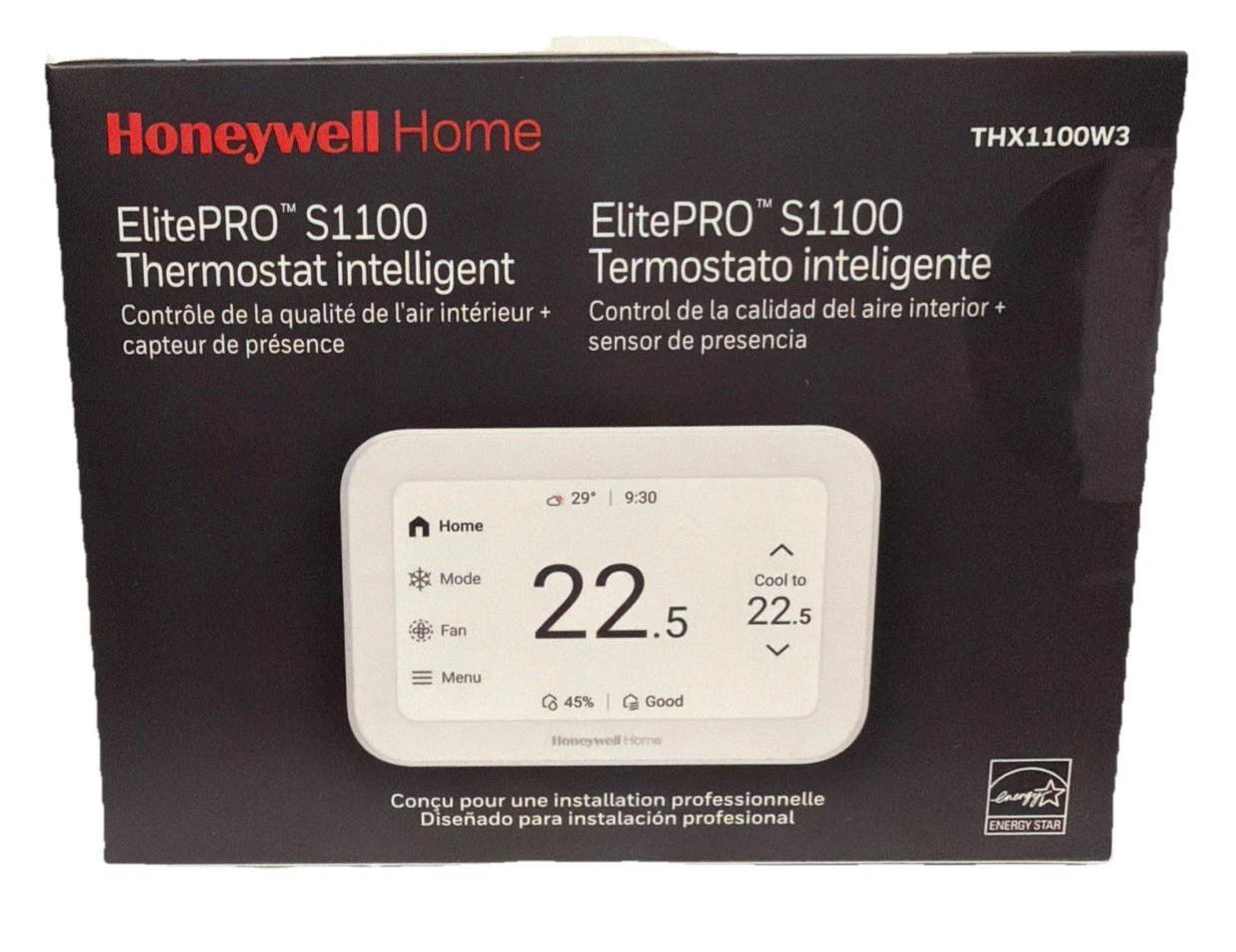 New Honeywell THX1100W3 ElitePRO S1100 Smart Thermostat, 5” Touchscreen In White